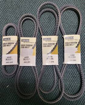 P51-345 Carlisle 4 Pack Of Gold Ribbon Cog Belts Ax45 Ax69 Ax78 And Ax80 Nos