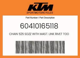 60410165118 Ktm Genuine Chain 525 Sdzz With Mast. Link Rivet Tool Necessary -