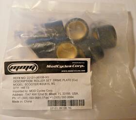 U6108-9g Mod Cycles Corp. 20 X 15mm 9 Gram 6pc. Round Roller Set E-11