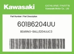 Kawasaki Genuine BEARING-BALL,6204UUC3 601B6204UU. Fixed Price $29.10.