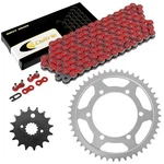 Red Drive Chain And Sprocket Kit For Kawasaki Ninja ZX-6 ZX600E 1993-2002. Fixed Price $50.00.