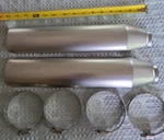 2 Oem Harley Silver Satin Chrome Slip On Exhaust Heat Shield 10 Softail Fatboy. Fixed Price $129.00.