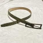 Vintage Carlisle Leather Belt Ostrich Solid Brass Buckle Green M 38 Italy 16545. Fixed Price $34.99.