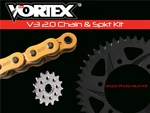 2000-2003 GSXR750 Vortex Chain & Sprocket Kit CKG5246 520 Gold RX3 16/42. Fixed Price $215.00.