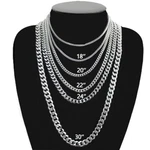 16-30" Stainless Steel Silver Chain Cuban Curb Womens Necklace 3/5/7/9/11MM. Fixed Price $7.99.