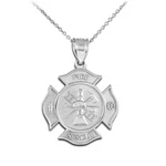 925 Sterling Silver Firefighter Rescue Badge Pendant Necklace. Fixed Price $48.99.