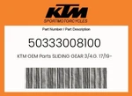 Ktm Genuine Sliding Gear 3/4.G. 17/19-T 04 50333008100. Fixed Price $157.35.