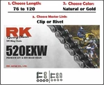 Rk Chains 520 Exw Xring Drive Natural Or Gold Clip Rivet Master Link. Fixed Price $118.00.