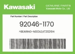 Kawasaki Genuine BEARING-NEEDLE,KT202614 92046-1170. Fixed Price $17.58.