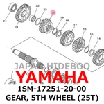 New Yamaha Genuine 2017-2026 YZ250F Gear, 5TH Wheel (25T) 1SM-17251-20-00. Fixed Price $112.99.