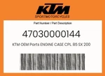 Ktm Genuine Engine Case Cpl. 85 Sx 2008 - 47030000144. Fixed Price $391.85.