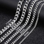 16-36" Stainless Steel Silver Chain Cuban Curb Womens Necklace 3/5/7/9/11MM. Fixed Price $8.69.