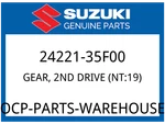 Suzuki Oem Part 24221-35F00 GEAR,2ND Drive (NT:19). Fixed Price $103.38.